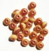 25 5x7mm Faceted Opaque Cream & Copper Donut Beads